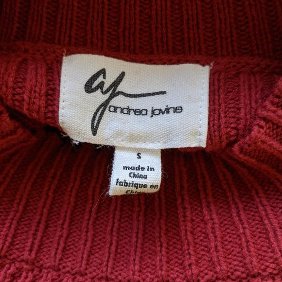 AJ Andrea Jovine Red Chevron Mock Neck Sweater S - Picture 5 of 5